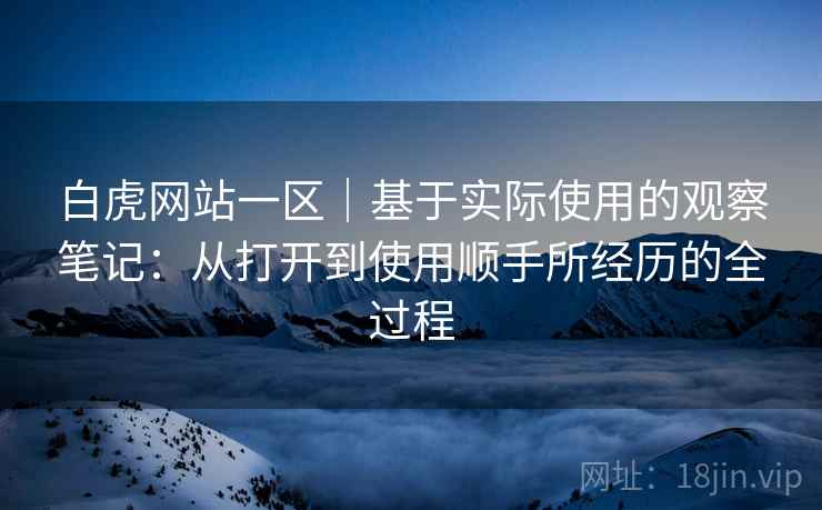 白虎网站一区|基于实际使用的观察笔记:从打开到使用顺手所经历的全过程